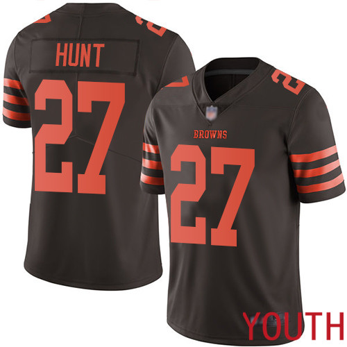 Cleveland Browns Kareem Hunt Youth Brown Limited Jersey #27 NFL Football Rush Vapor Untouchable->youth nfl jersey->Youth Jersey